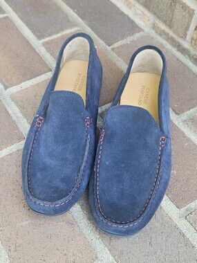 NWOB Ganesh Positano Italy Blue Suede Driving Loafers Shoes Men's 43 / US 10